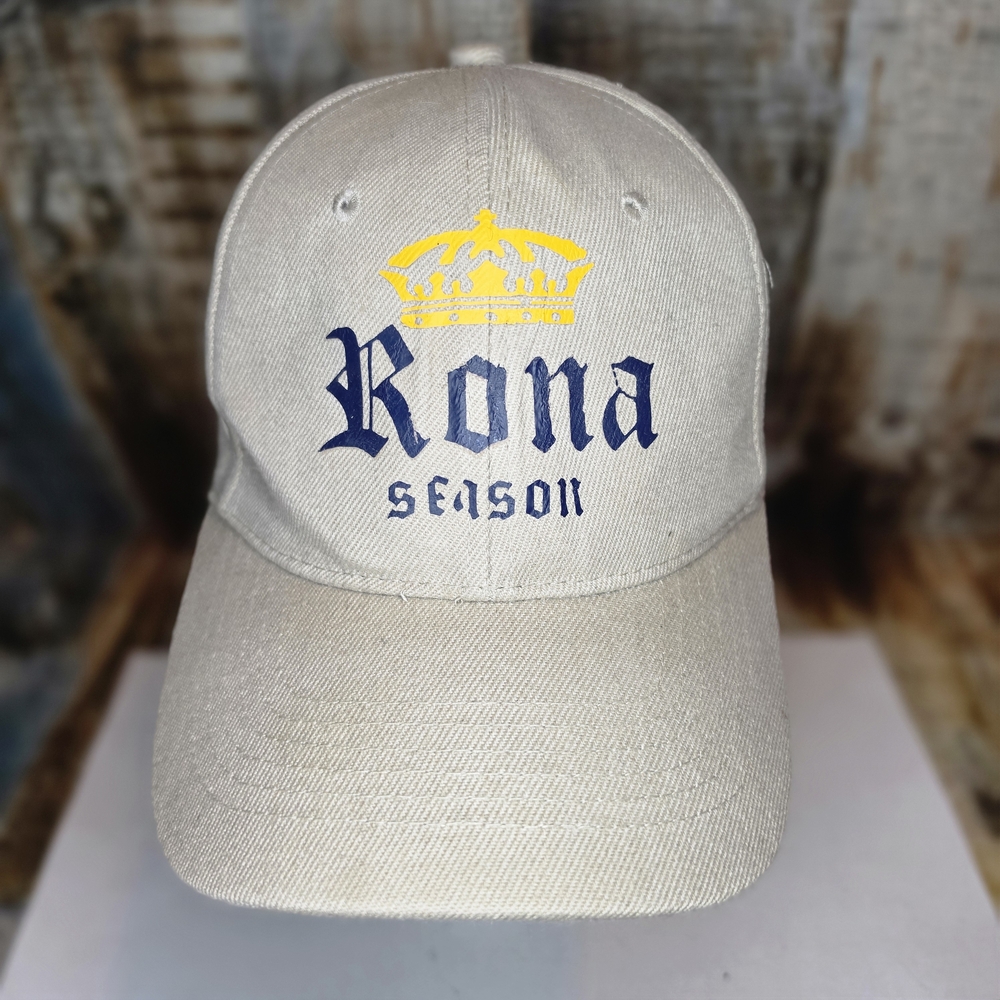 Rona Season Embroidered Baseball Cap - Beige with Yellow & Navy